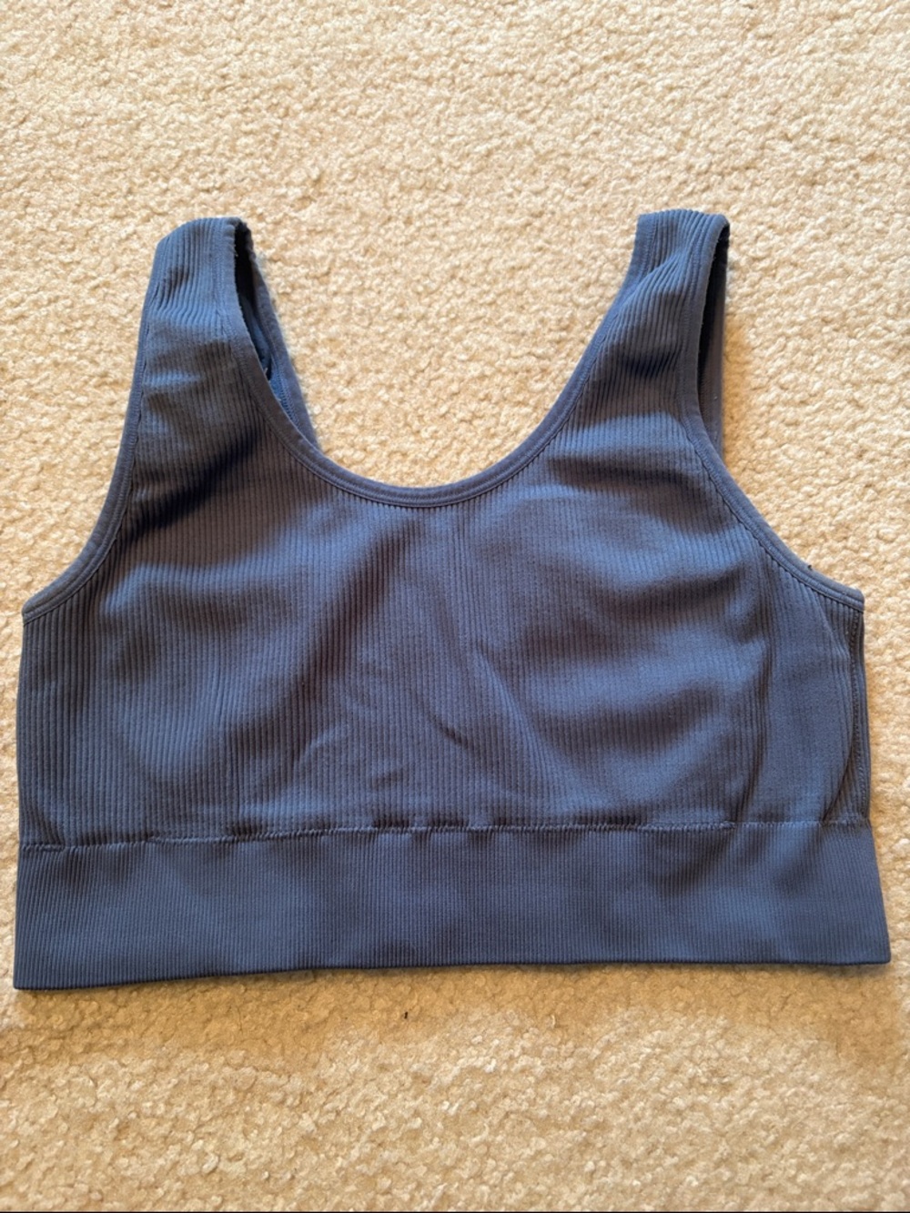 aerie Ribbed Scoop Bralette - Blue